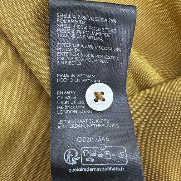 By Anthropologie Long Sleeve Velvet Lace Babydoll Top Gold Boho Romantic Large - Picture 12 of 12